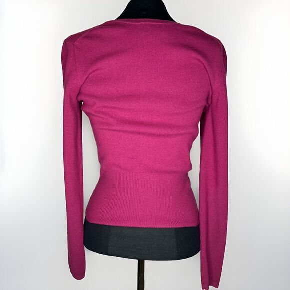 Vintage Y2K Ann Taylor Loft Pink Jewel Button Knit Cardigan Sweater Small Preppy - Picture 3 of 10